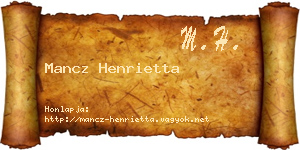 Mancz Henrietta névjegykártya